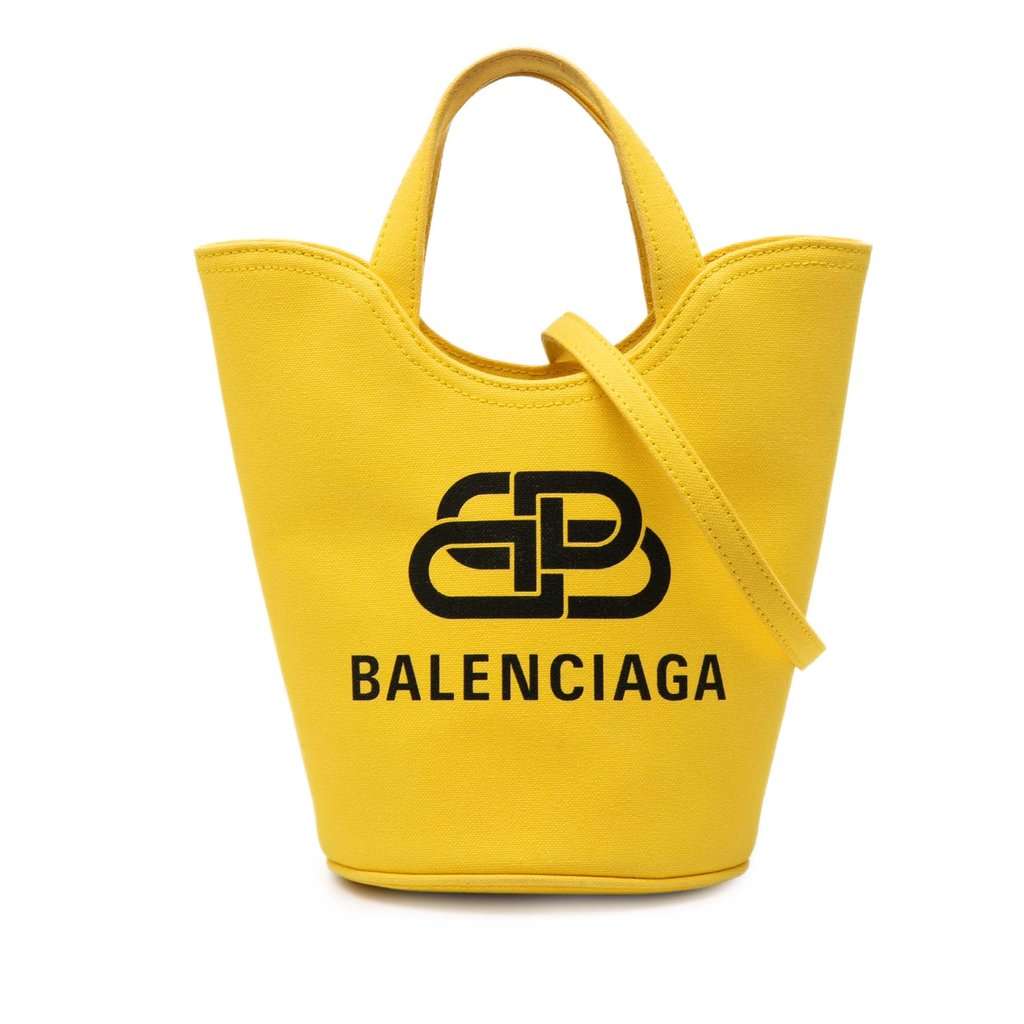 Balenciaga Canvas Wave Bucket Bag XS Yellow Very good condition - Front View