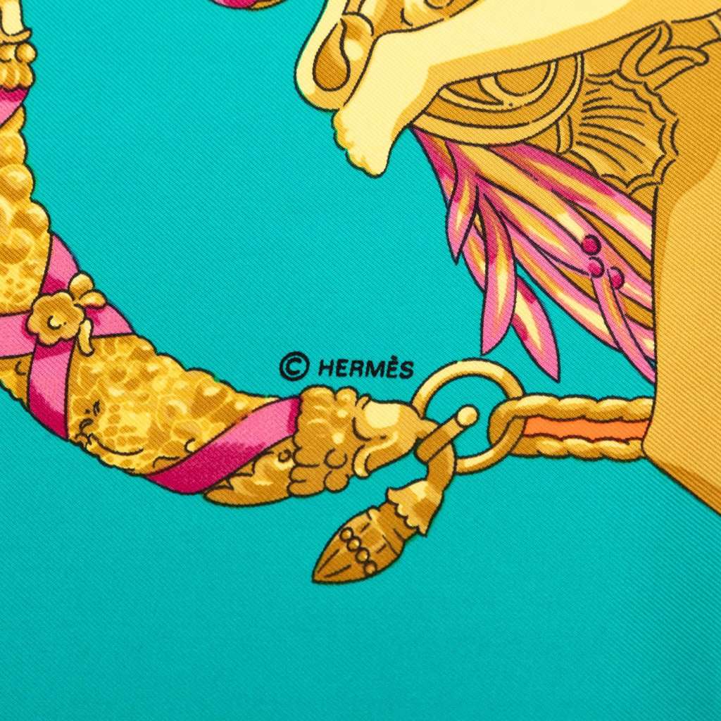 Hermès Hommage a Charles Garnier Silk Scarf 90 Blue Very good condition - Model View