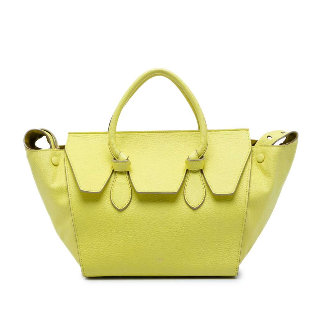 Celine Small Grained Calfskin Tie Knot Handbag Yellow Leather Very good - Front View