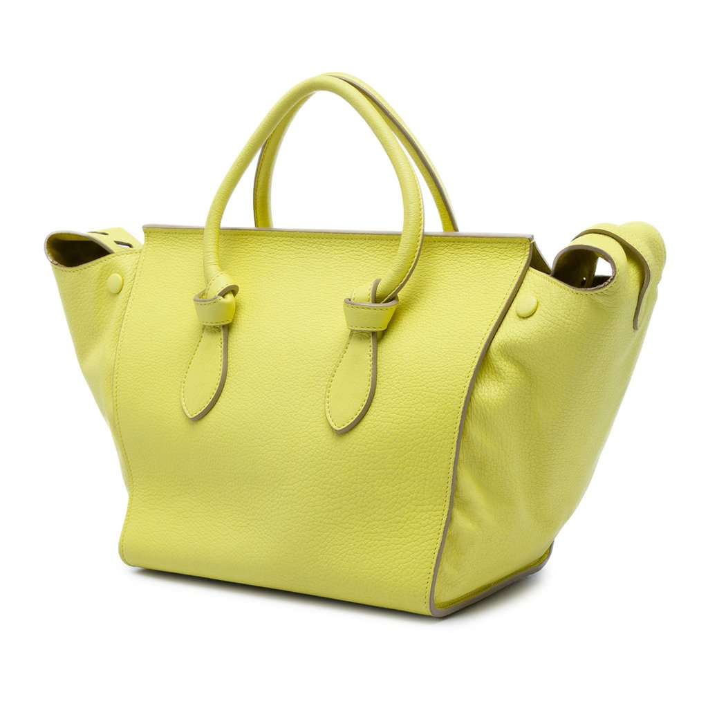 Celine Small Grained Calfskin Tie Knot Handbag Yellow Leather Very good - Back View