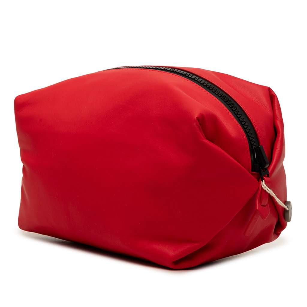 Bottega Veneta Lambskin Pouch Red Leather Very good condition - Back View