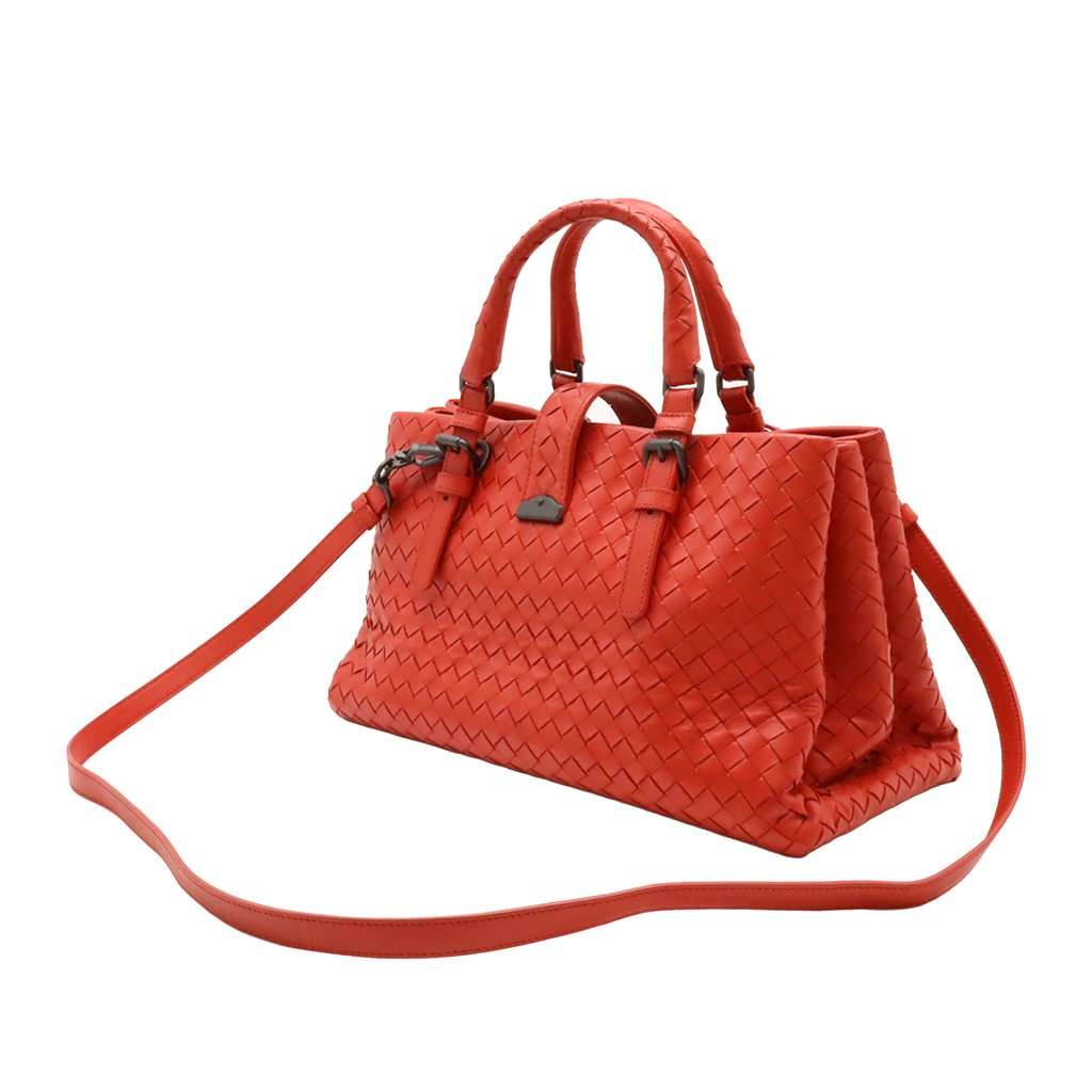 Bottega Veneta Small Nappa Intrecciato Roma Satchel Orange Leather Very good condition - Back View