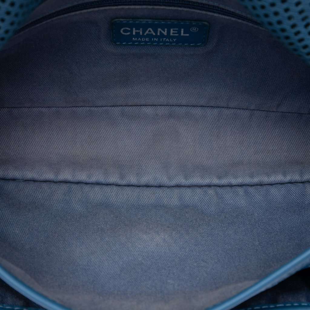 Chanel Medium Perforated Calfskin Up In The Air Flap Blue Leather Very good - Model View