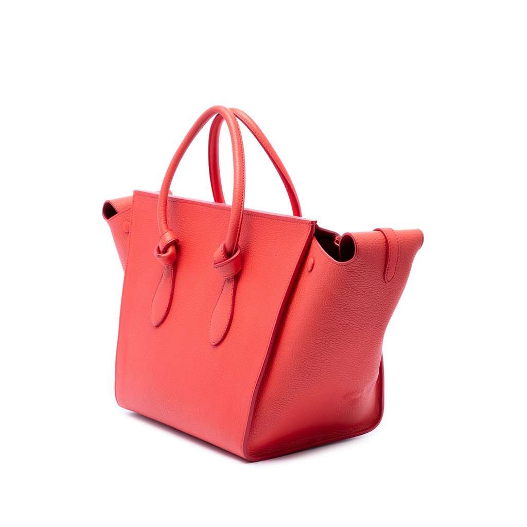Celine Medium Grained Calfskin Tie Knot Tote Red Leather Very good - Back View
