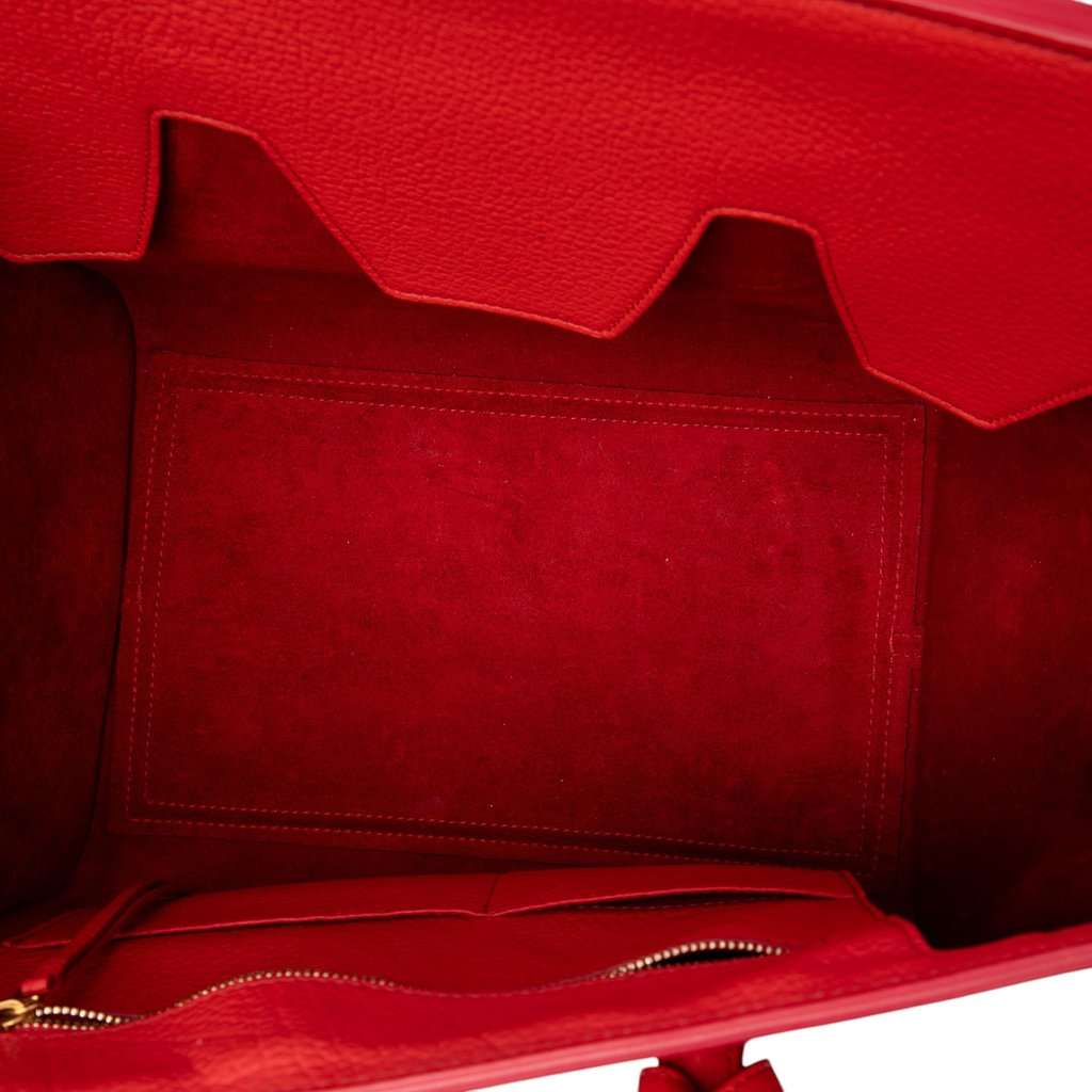 Celine Medium Grained Calfskin Tie Knot Tote Red Leather Very good - Model View