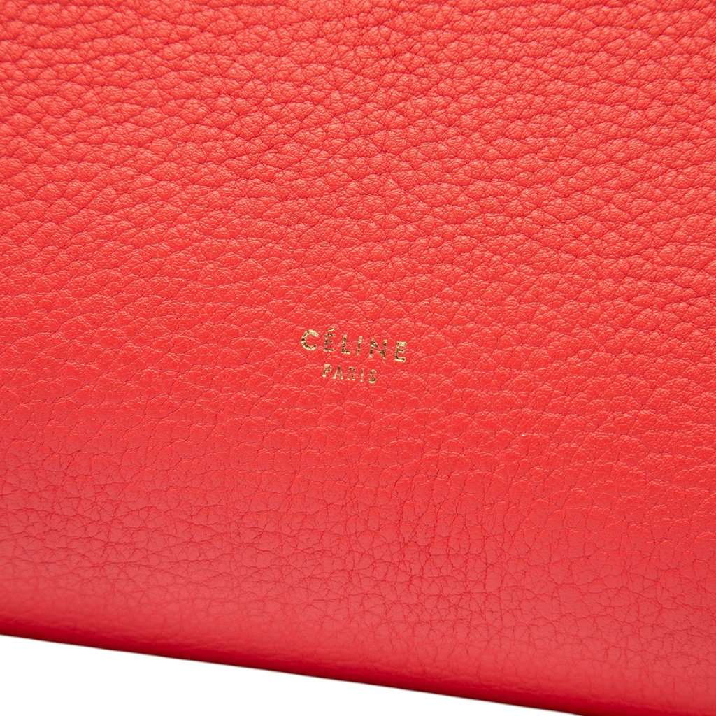 Celine Medium Grained Calfskin Tie Knot Tote Red Leather Very good - Box View