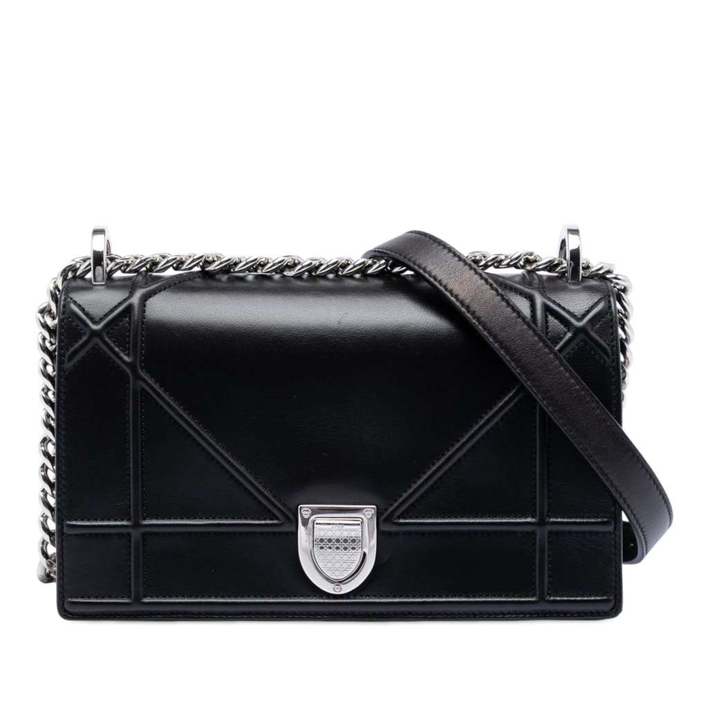 Dior Small Lambskin Diorama Flap Black Leather Very good condition - Front View