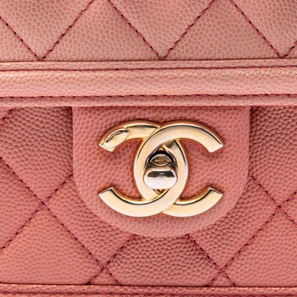 Chanel Small Quilted Caviar Sunset On The Sea Flap Pink Leather Very good condition - Box View