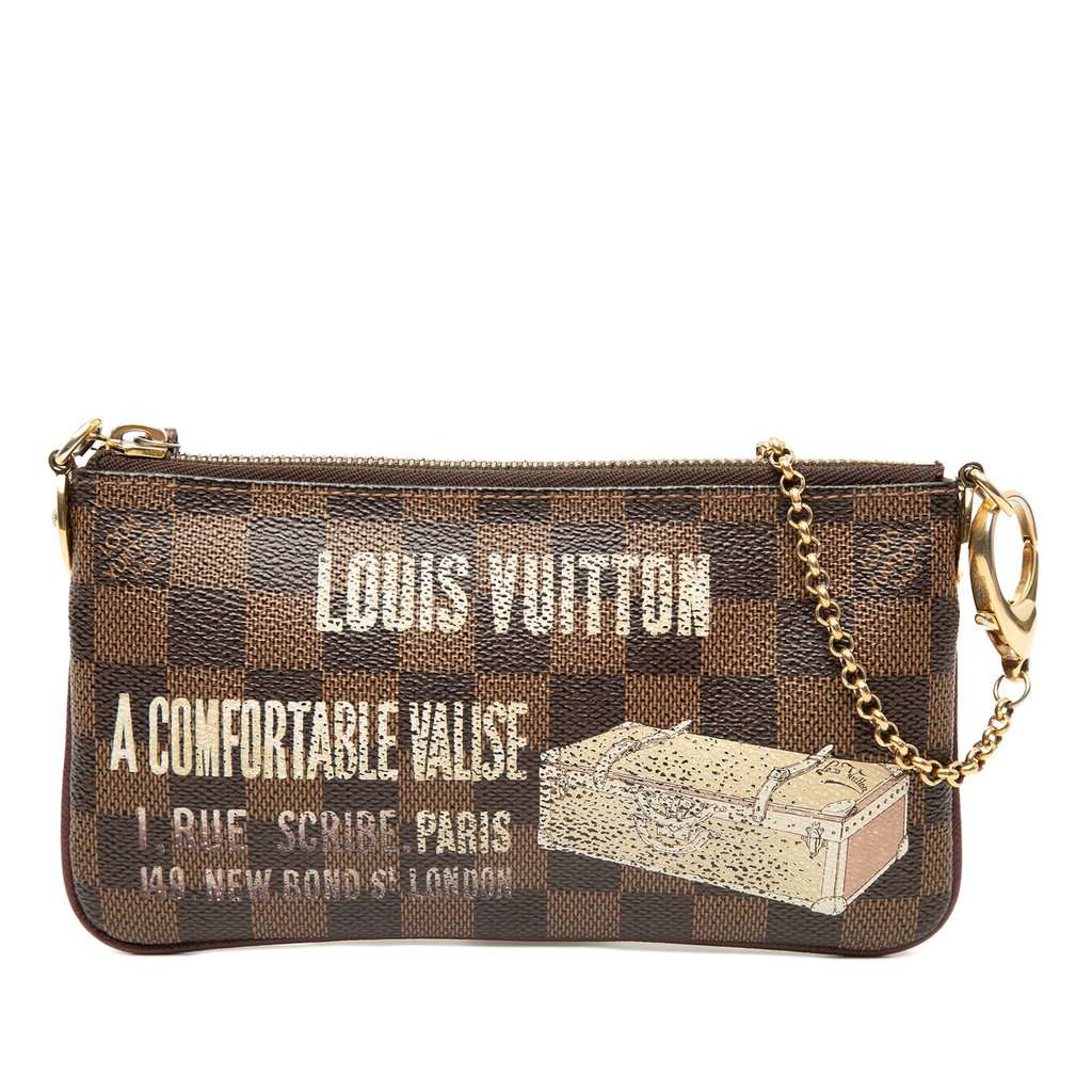 Louis Vuitton Damier Ebene Trunks Labels Pochette Milla MM Brown Very good - Front View