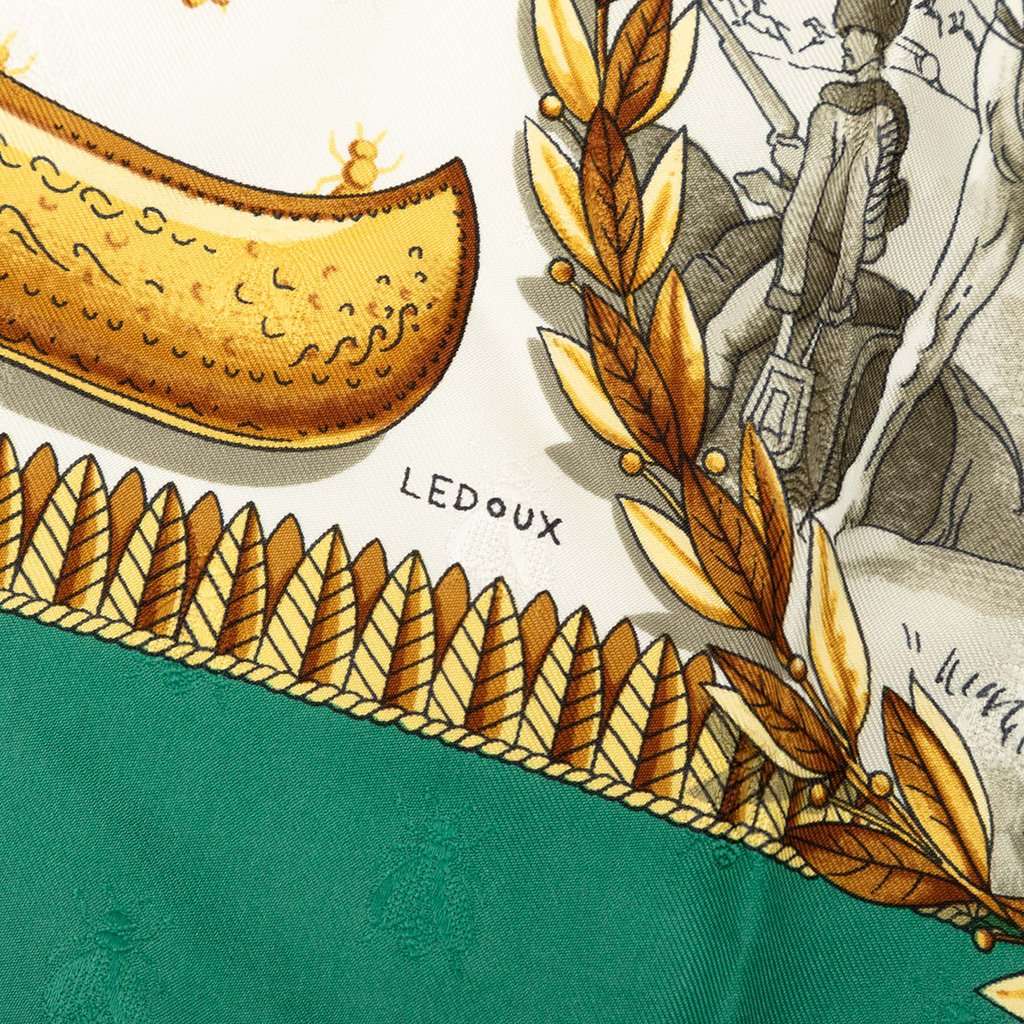 Hermès Napoleon Silk Scarf 90 Green Very good - Model View