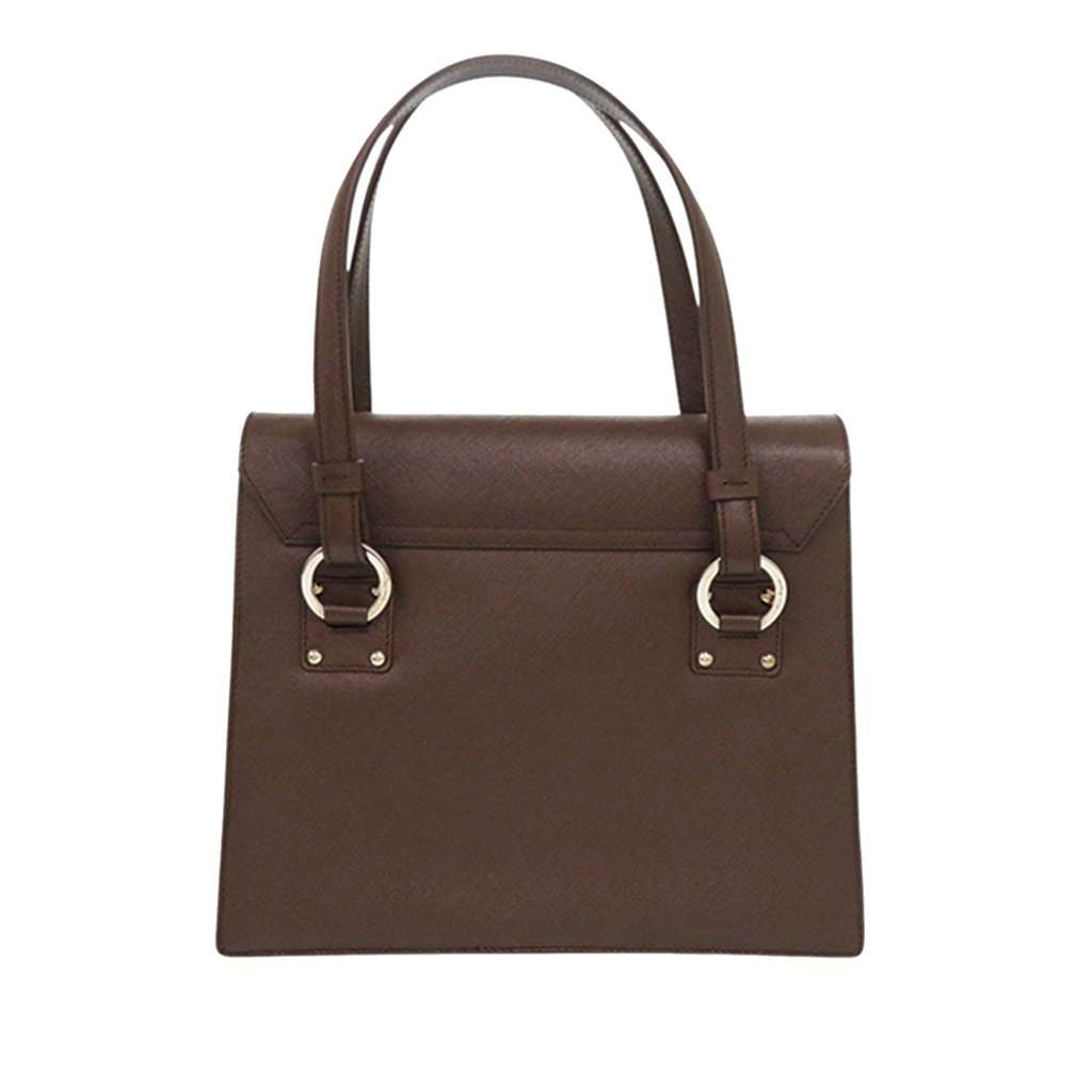 Salvatore Ferragamo Leather Gancini Ribbon Handbag Brown Leather Very good condition - Back View