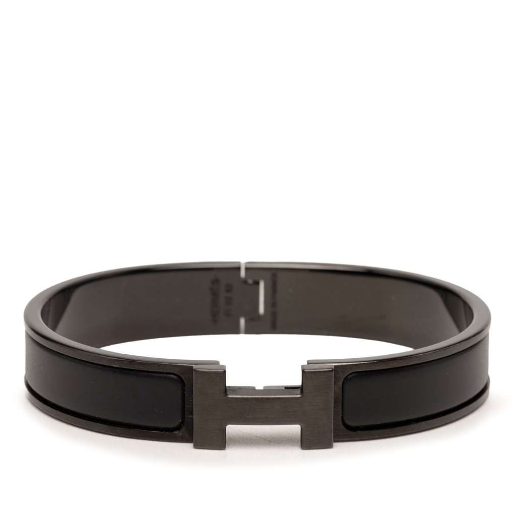 Hermès Narrow Enamel So Black Clic HH Bracelet Black Very good - Front View