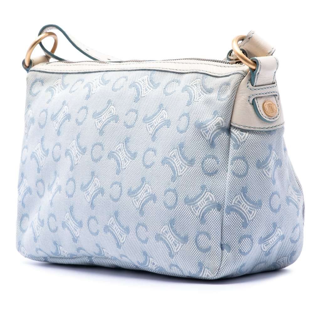 Celine C Macadam Canvas Crossbody Blue Very good condition - Back View