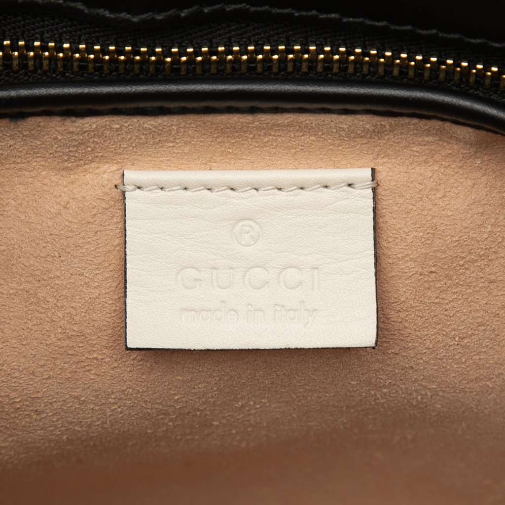 Gucci Small Bicolor Calfskin Bamboo Buckle Web Top Handle Bag Black Leather Very good condition - Box View