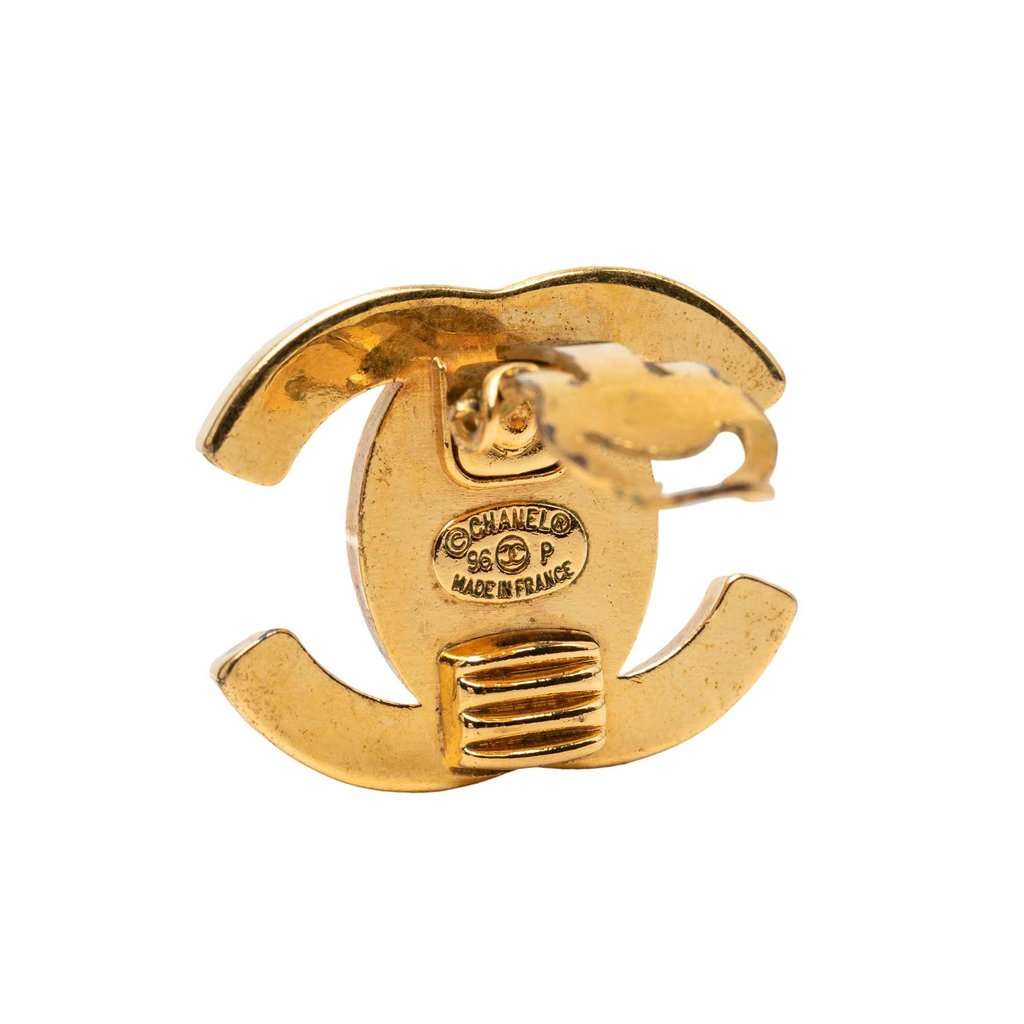 Chanel Gold Plated CC Turnlock Clip On Earrings Gold Metal Very good - Inside View
