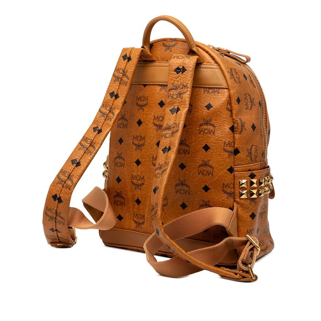 MCM Small Visetos Coated Canvas Stark Backpack Brown Very good condition - Back View