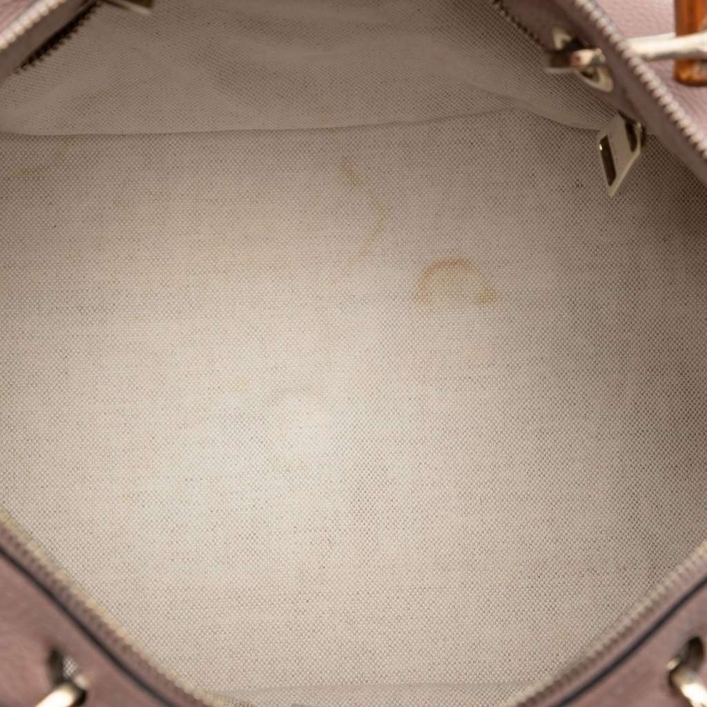 Gucci Medium Calfskin Bamboo Shopper Boston Bag Brown Leather Very good - Model View