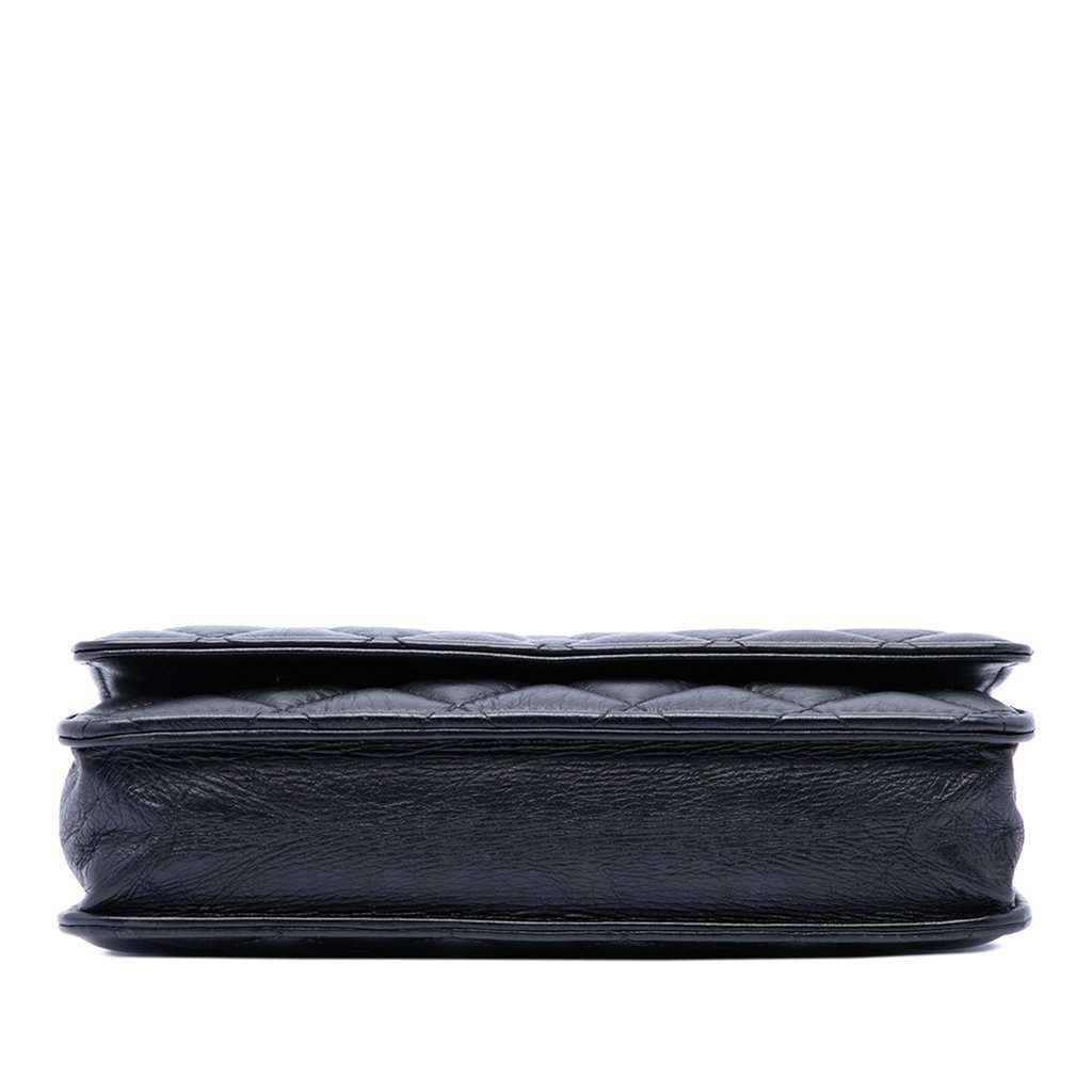 Chanel CC Quilted Aged Calfskin Tassel Wallet On Chain Black Leather Very good condition - Inside View