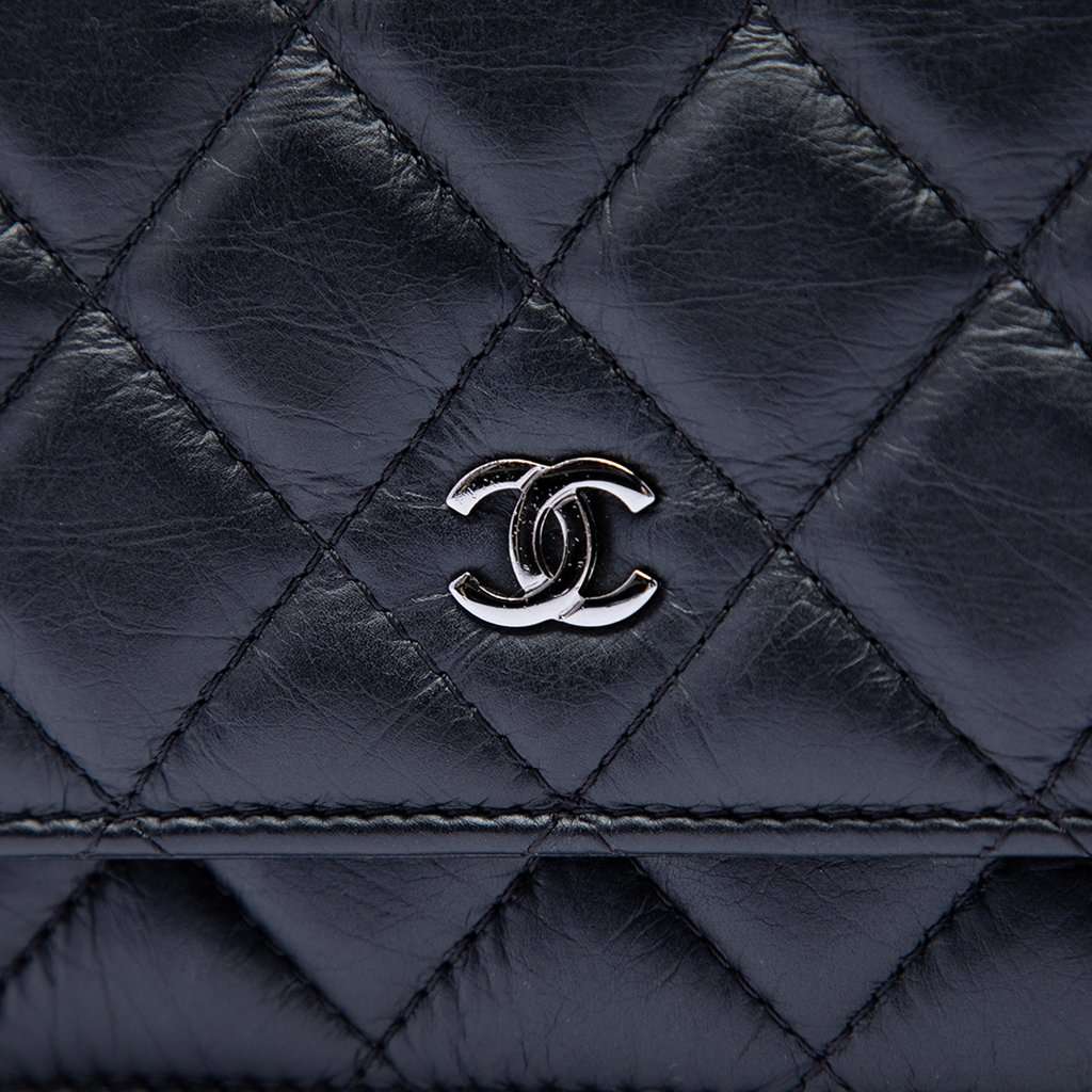 Chanel CC Quilted Aged Calfskin Tassel Wallet On Chain Black Leather Very good condition - Box View
