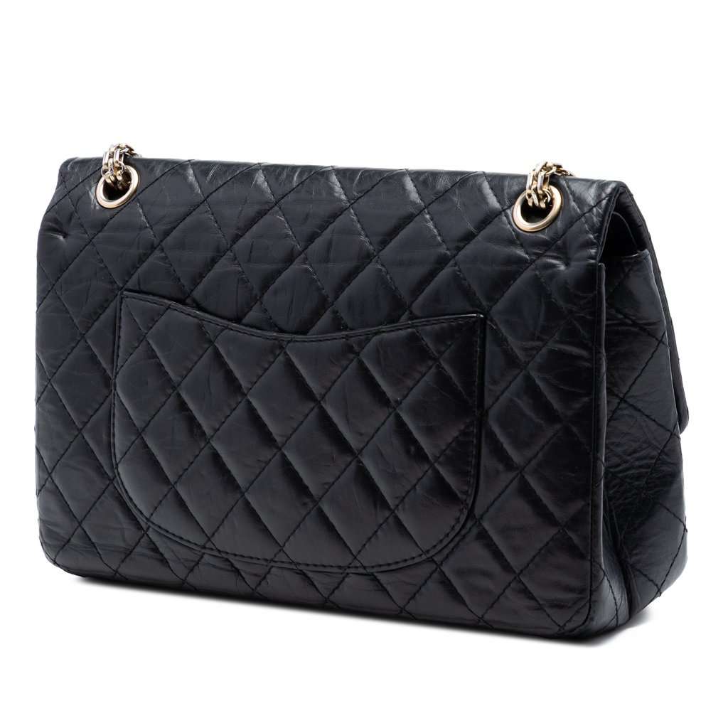 Chanel Quilted Aged Calfskin Reissue 2.55 Double Flap 226 Black Leather Very good condition - Back View