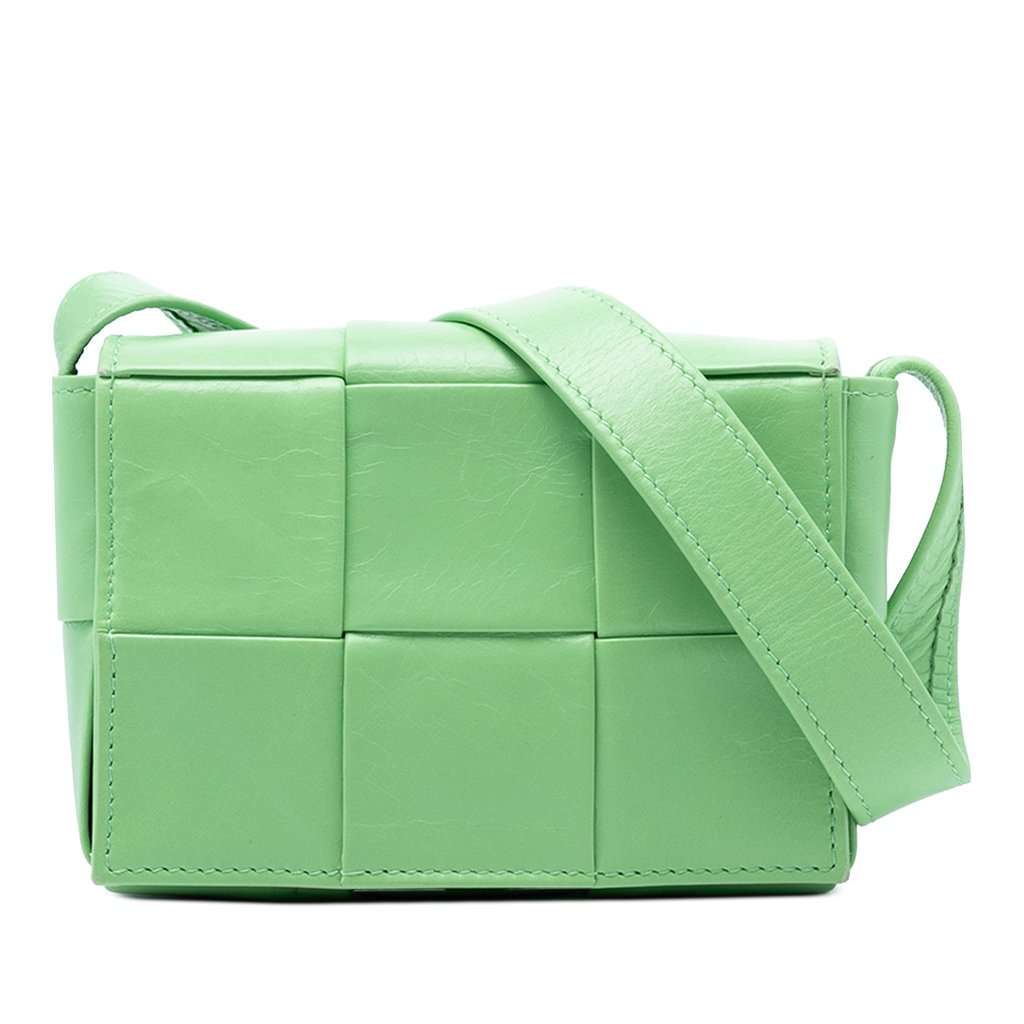 Bottega Veneta Candy Nappa Intrecciato Cassette Crossbody Green Leather Very good - Front View