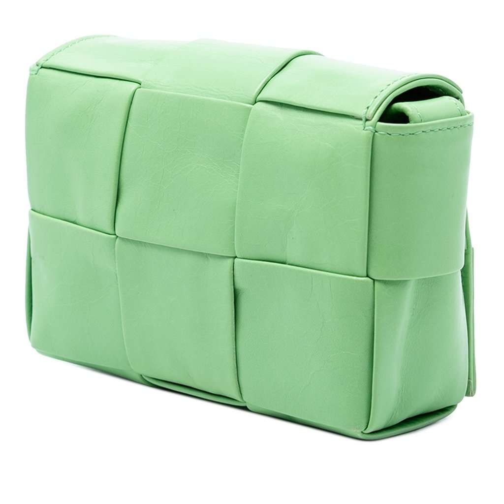 Bottega Veneta Candy Nappa Intrecciato Cassette Crossbody Green Leather Very good - Back View
