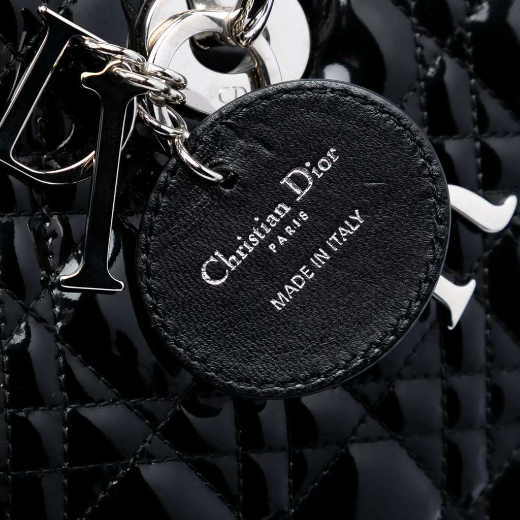 Dior Large Patent Cannage Lady Dior Black Leather Very good condition - Box View