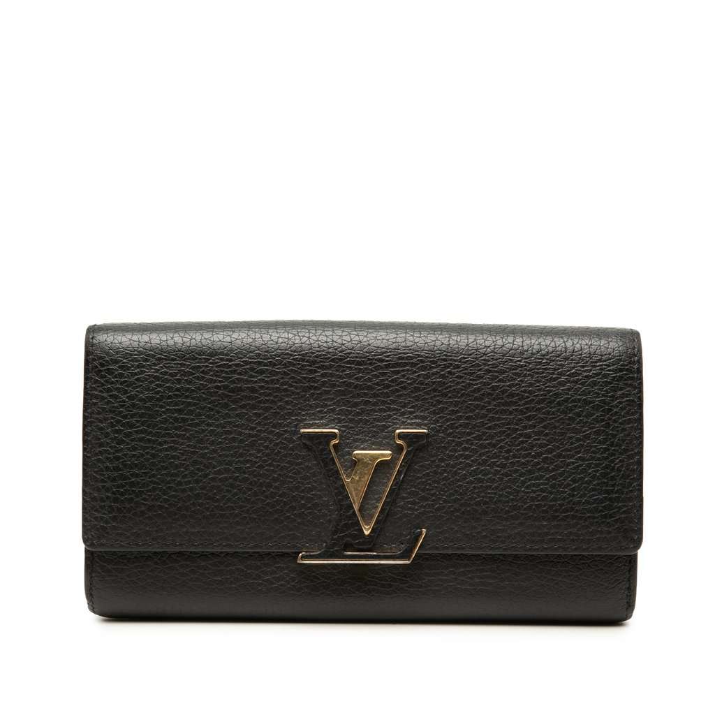 Louis Vuitton Taurillon Capucines Long Wallet Black Leather Very good - Front View