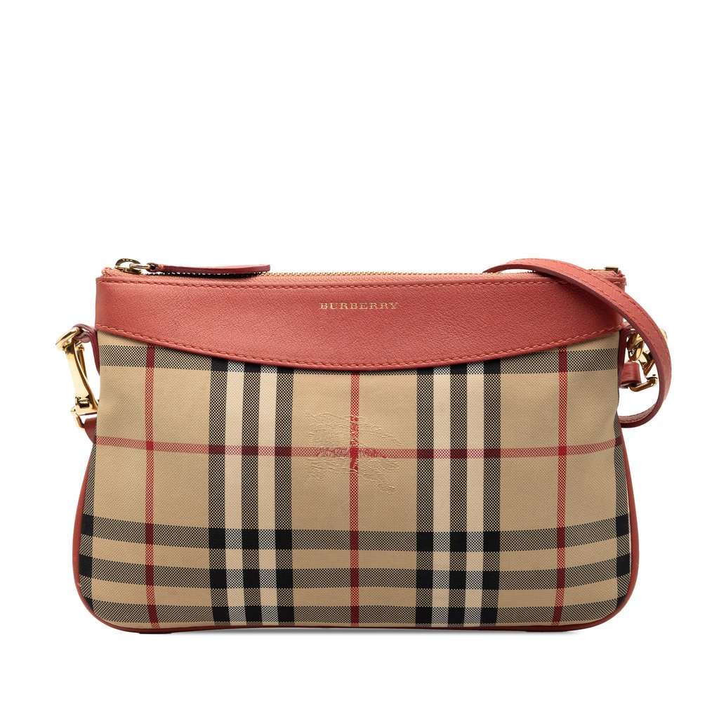 Burberry Haymarket Check Canvas Peyton Crossbody Beige Very good - Front View
