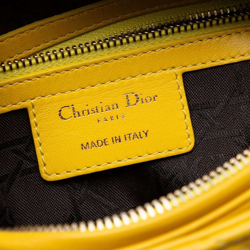 Dior Medium Lambskin Cannage Lady Dior Yellow Leather Very good condition - Box View