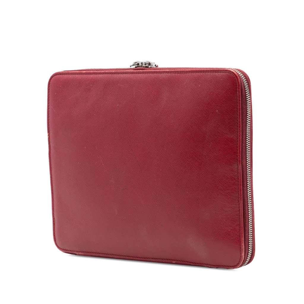 Prada Saffiano Zip Around iPad Case Red Leather Very good condition - Back View