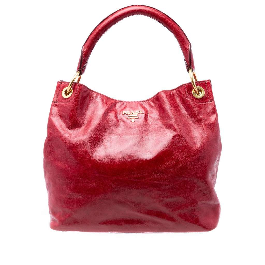 Prada Vitello Shine Tote Red Leather Very good condition - Front View