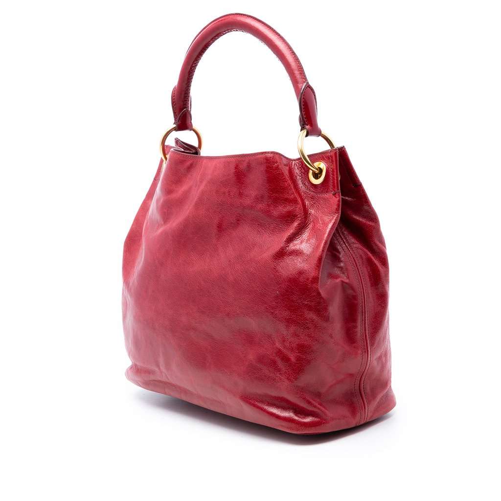 Prada Vitello Shine Tote Red Leather Very good condition - Back View
