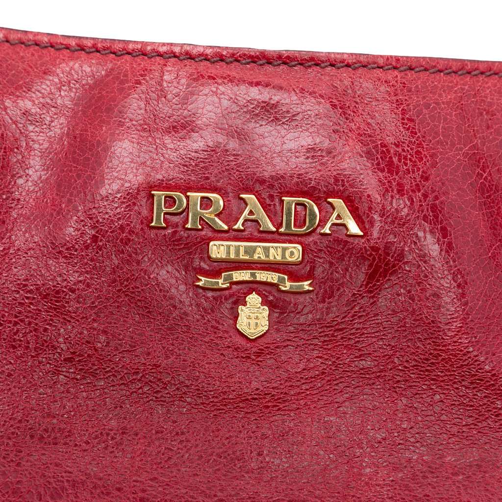Prada Vitello Shine Tote Red Leather Very good condition - Box View