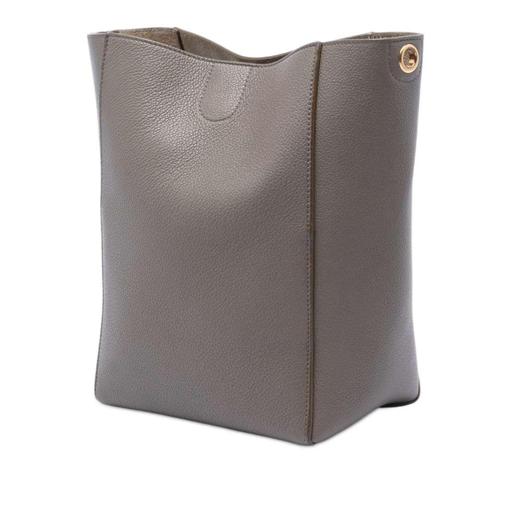 Celine Small Soft Grained Calfskin Seau Sangle Bucket Bag Brown Leather Very good condition - Back View