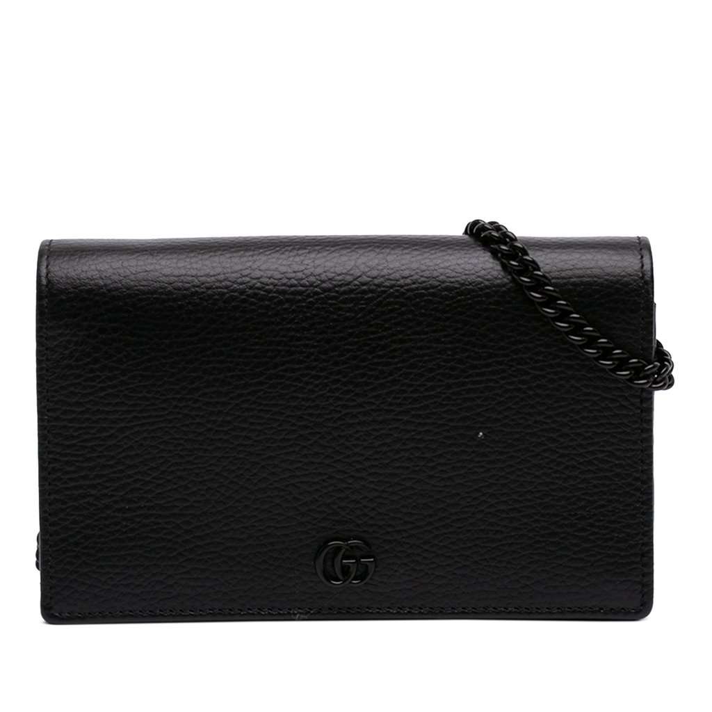 Gucci GG Marmont Calfskin Monochrome Wallet On Chain Black Leather Very good condition - Front View