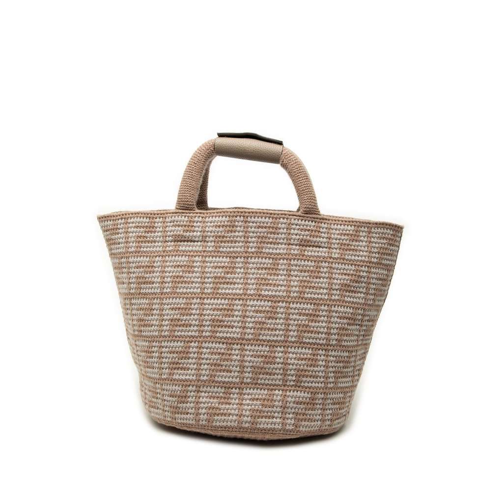 Fendi Zucca Cashmere Shopper Tote Beige Very good - Front View