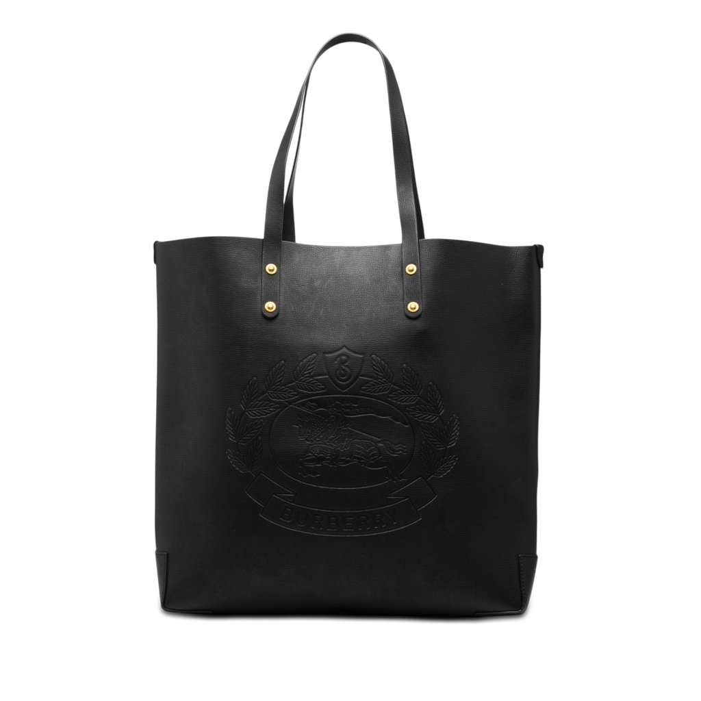 Burberry Large Embossed Leather Crest Tote Black Leather Very good condition - Front View