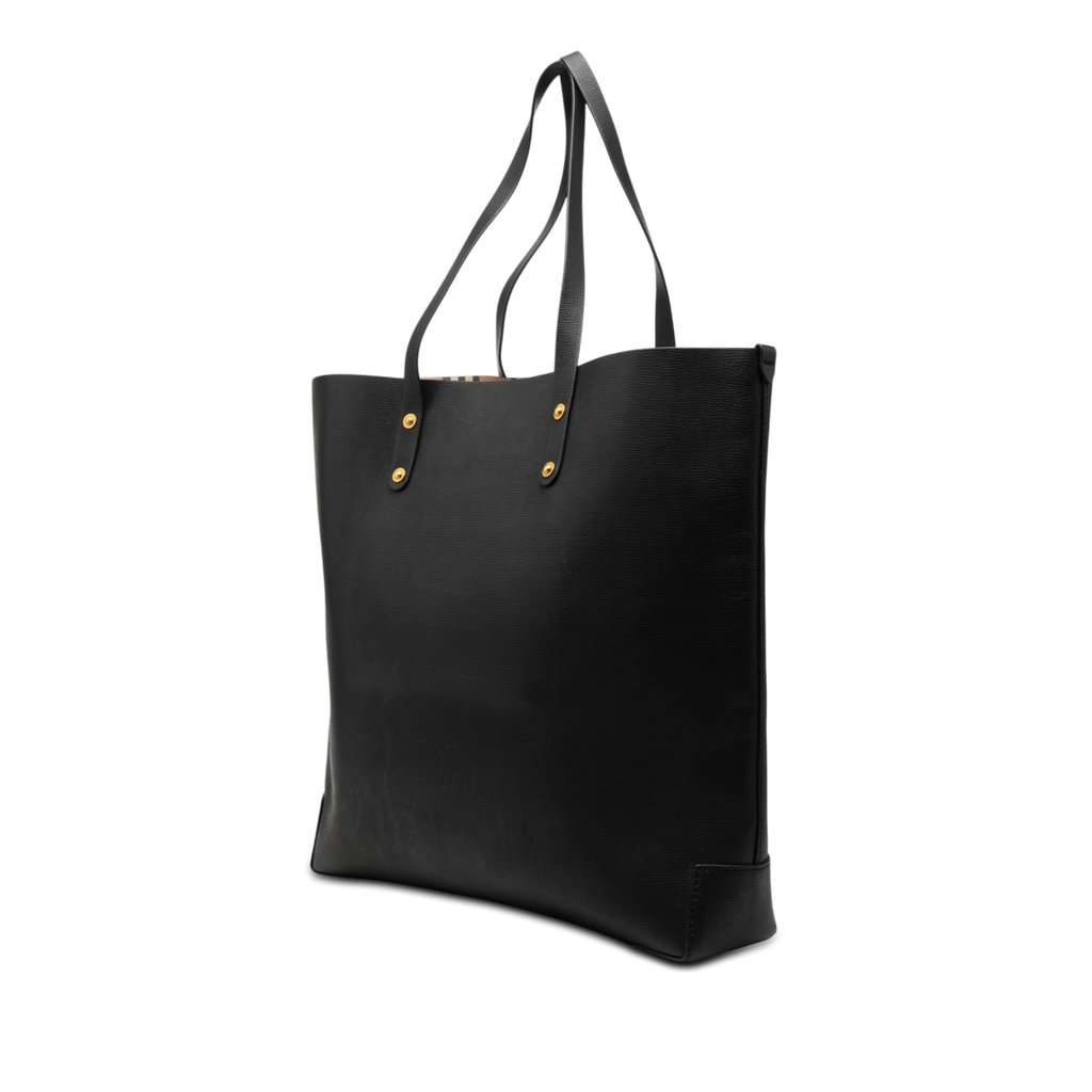 Burberry Large Embossed Leather Crest Tote Black Leather Very good condition - Back View