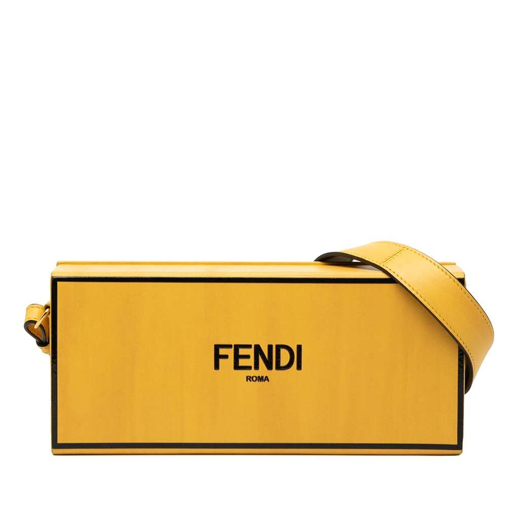 Fendi Leather Horizontal Box Crossbody Yellow Leather Very good - Front View