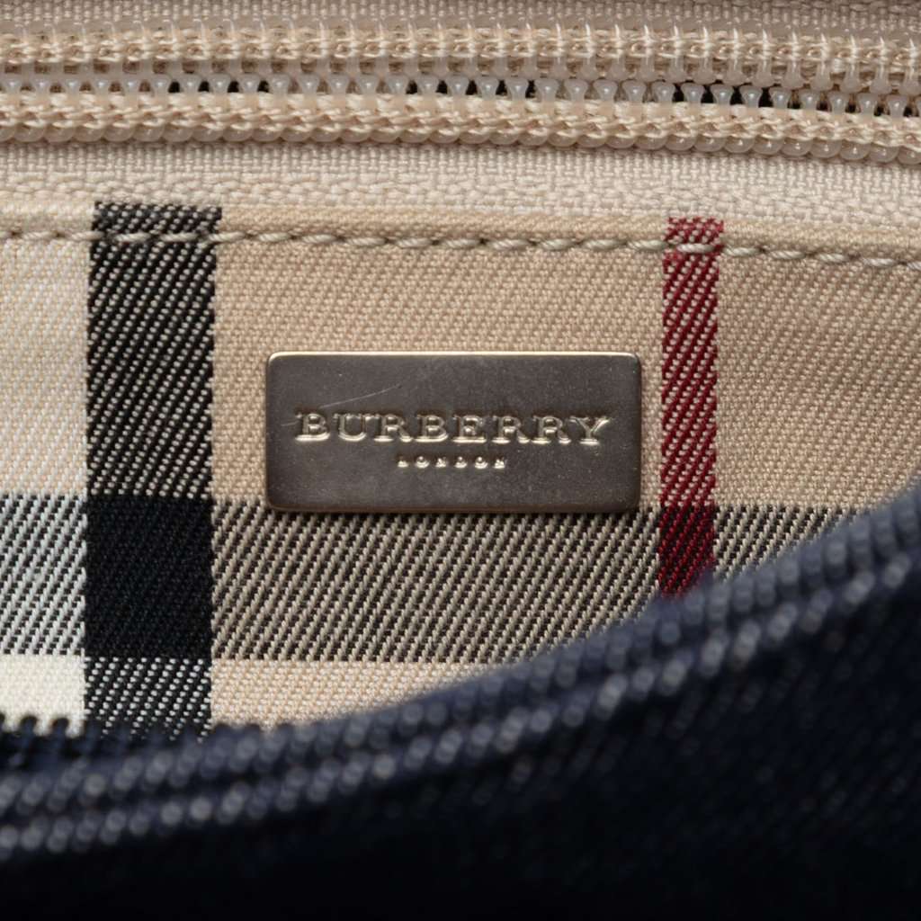 Burberry House Check Trimmed Denim Shoulder Bag Blue Very good condition - Box View