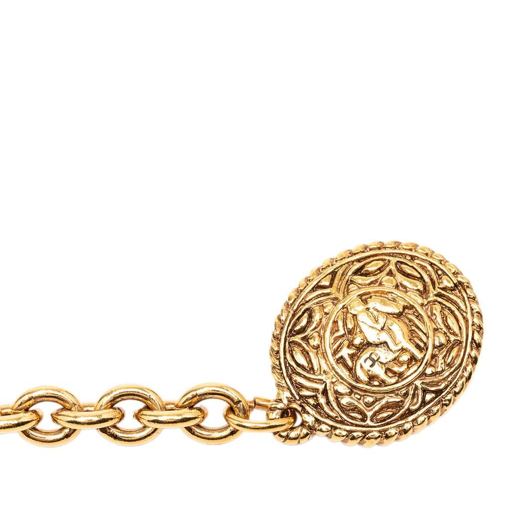 Chanel Gold Plated Equestrian Medallion Chain Belt Gold Metal Very good condition - Inside View