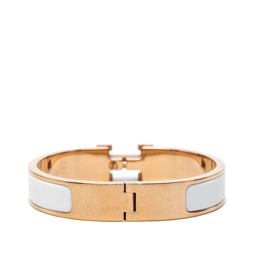 Hermès Narrow Enamel Clic H Bracelet PM White Very good condition - Inside View