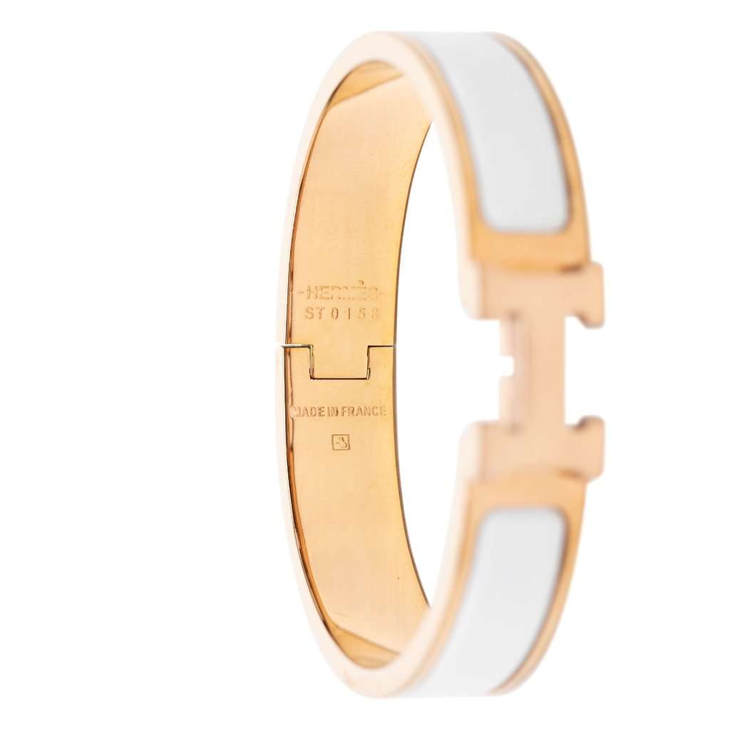 Hermès Narrow Enamel Clic H Bracelet PM White Very good condition - Model View