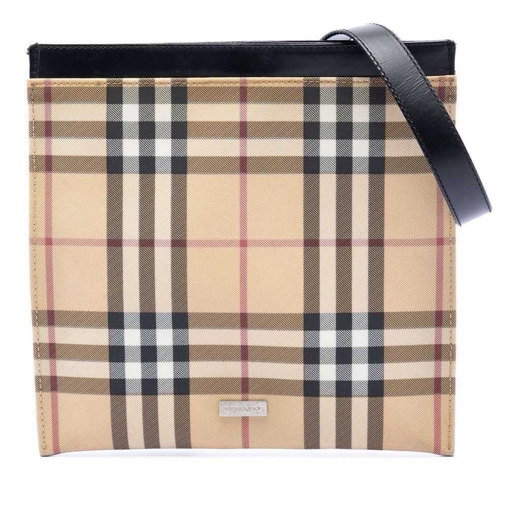 Burberry House Check Coated Canvas Crossbody Beige Very good - Front View