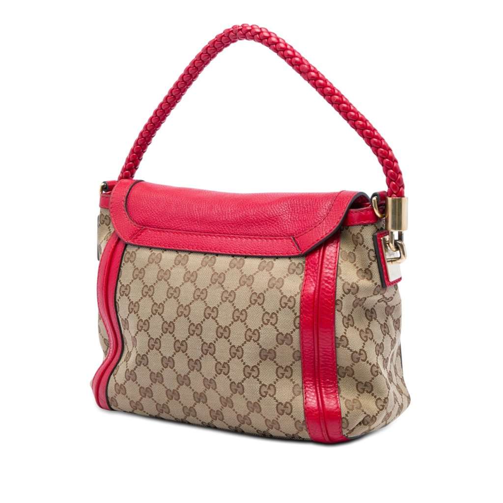 Gucci GG Canvas Bella Flap Satchel Beige Very good - Back View