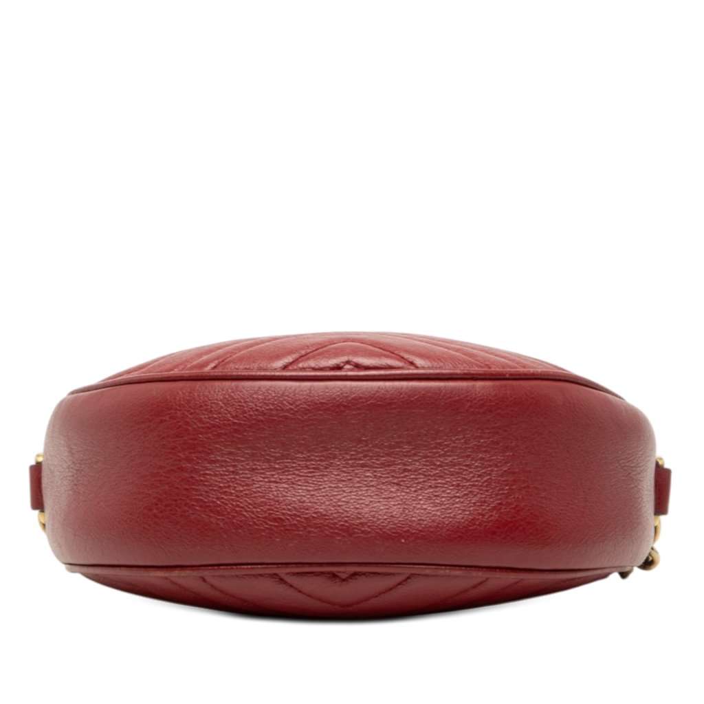 Gucci Mini GG Marmont Matelasse Leather Round Crossbody Red Leather Very good - Inside View