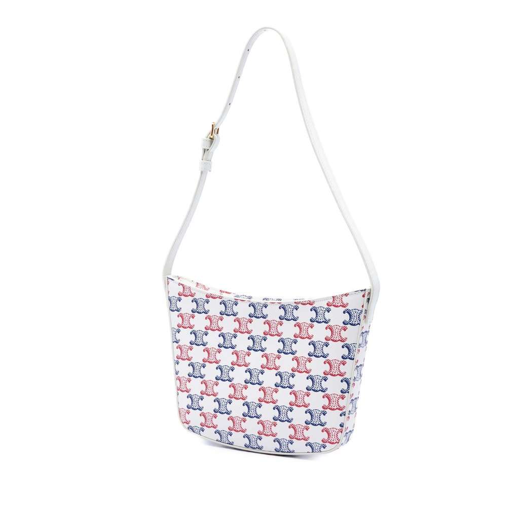 Celine Medium Triomphe Coated Canvas Croque Shoulder Bag White Very good condition - Back View