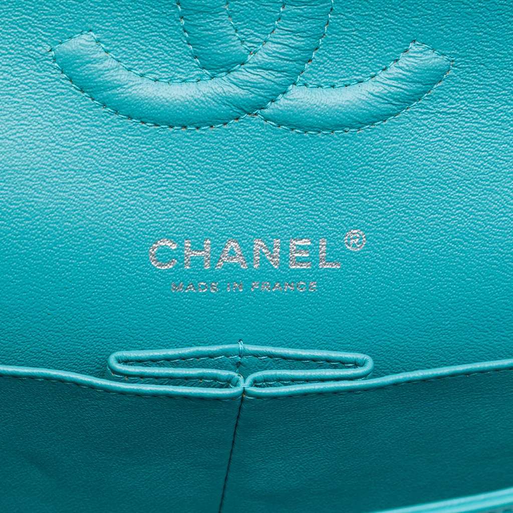 Chanel Medium Classic Lambskin Double Flap Blue Leather Very good - Box View