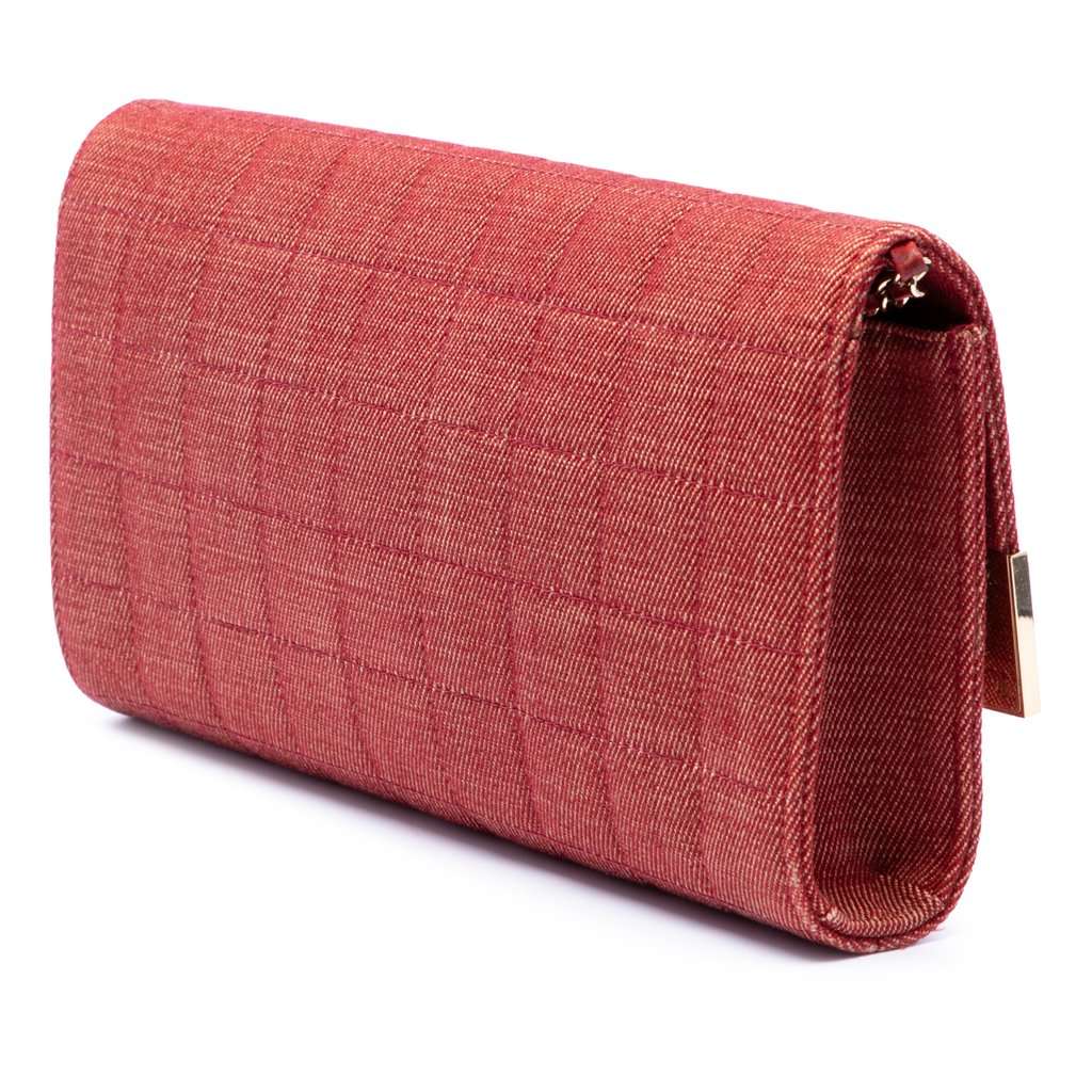 Chanel CC Choco Bar Denim Chain Flap Red Very good condition - Back View